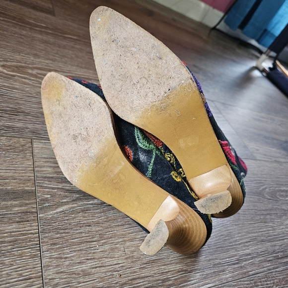 Colorful Rainbow Embroidered Maximalist Funky Gnarly Kitten Heel Boots - Picture 8 of 9